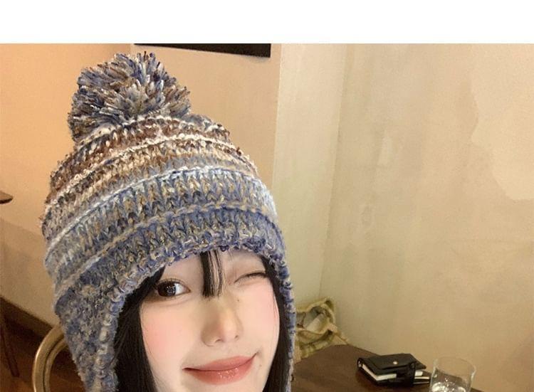 Pom Pom Knit Trapper Hat Product Image