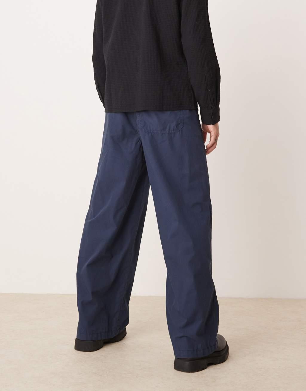 ASOS DESIGN super baggy pants in navy Product Image