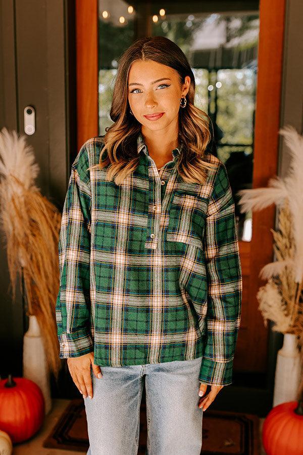 Fireside S'mores Oversized Flannel in Hunter Green Product Image