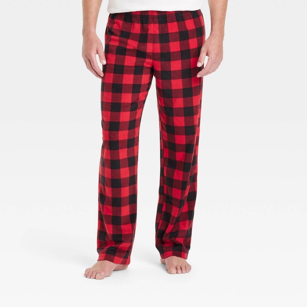 Mens Buffalo Check Microfleece Holiday Matching Family Pajama Pants - Wondershop Red XL Product Image