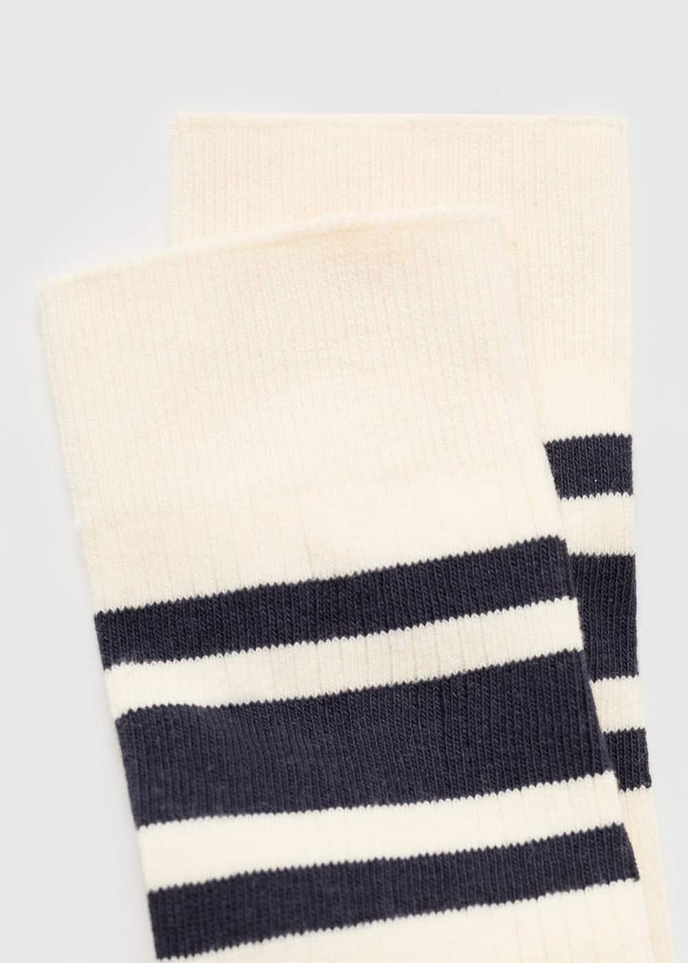 MANGO MAN - Striped ribbed cotton socks dark navyMen Product Image