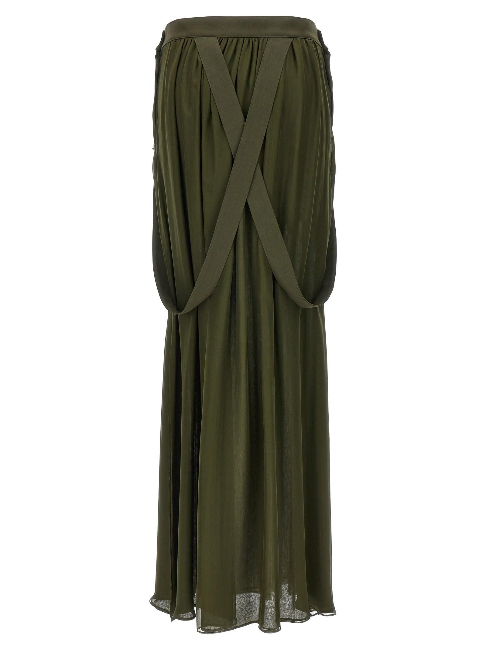 Jedy Khaki Green Silk Skirt Product Image