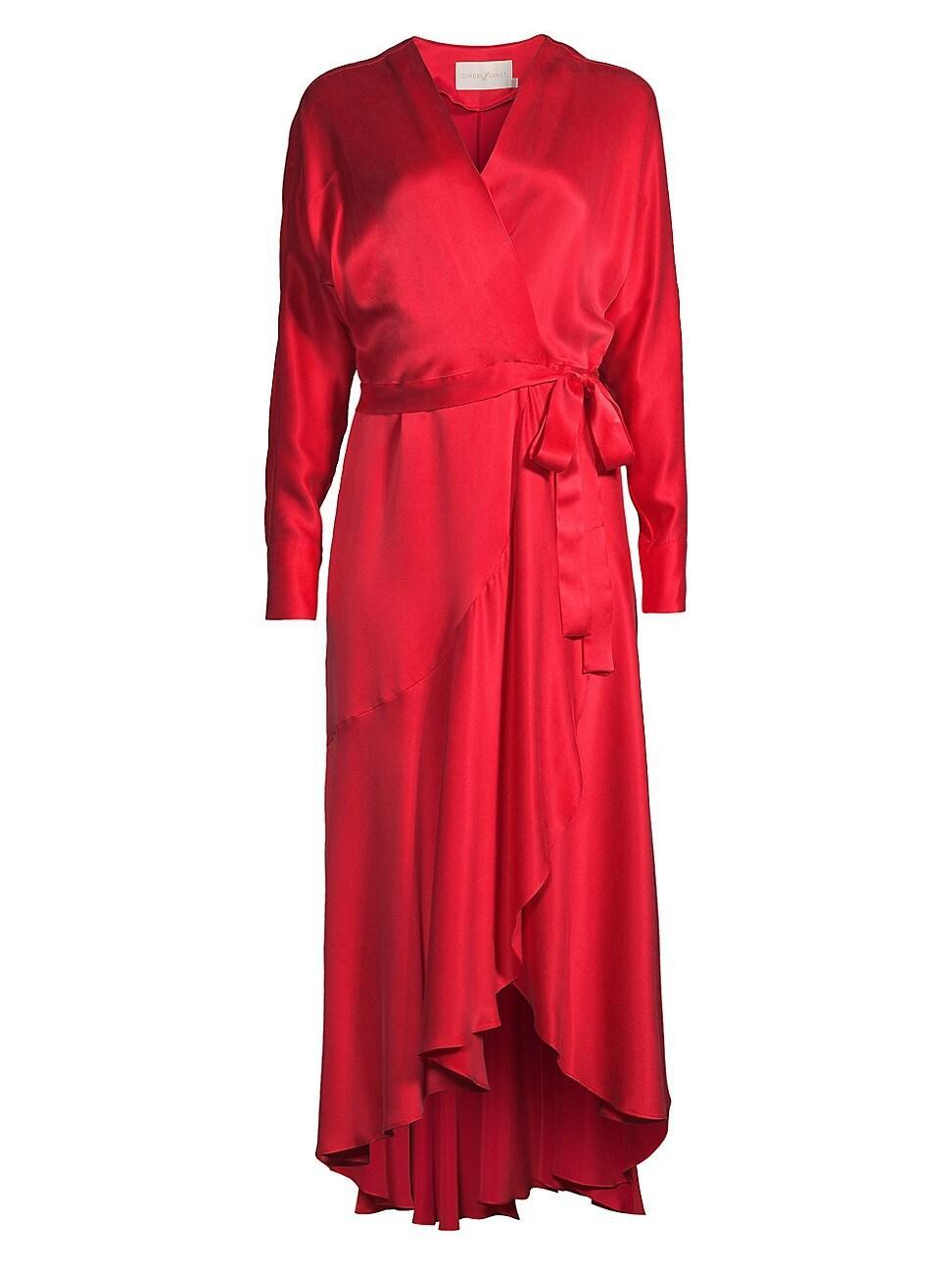 Womens Grace Silk Wrap Midi-Dress Product Image