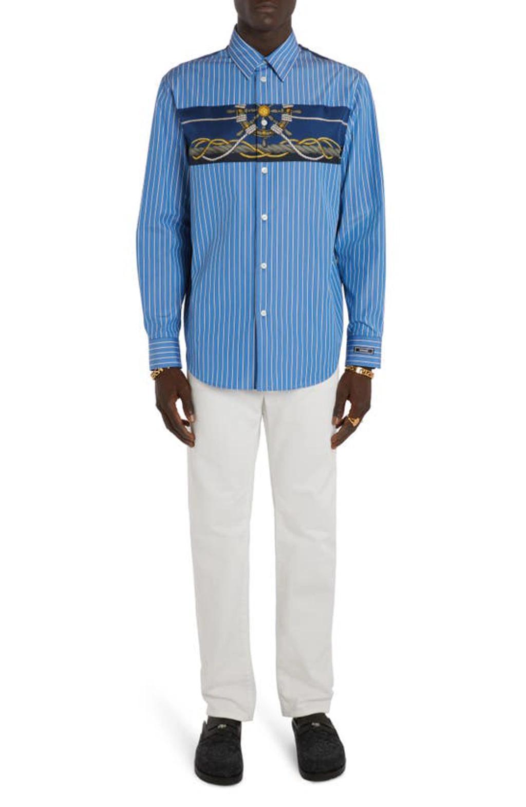 Nautical Striped Shirt In Celeste Product Image