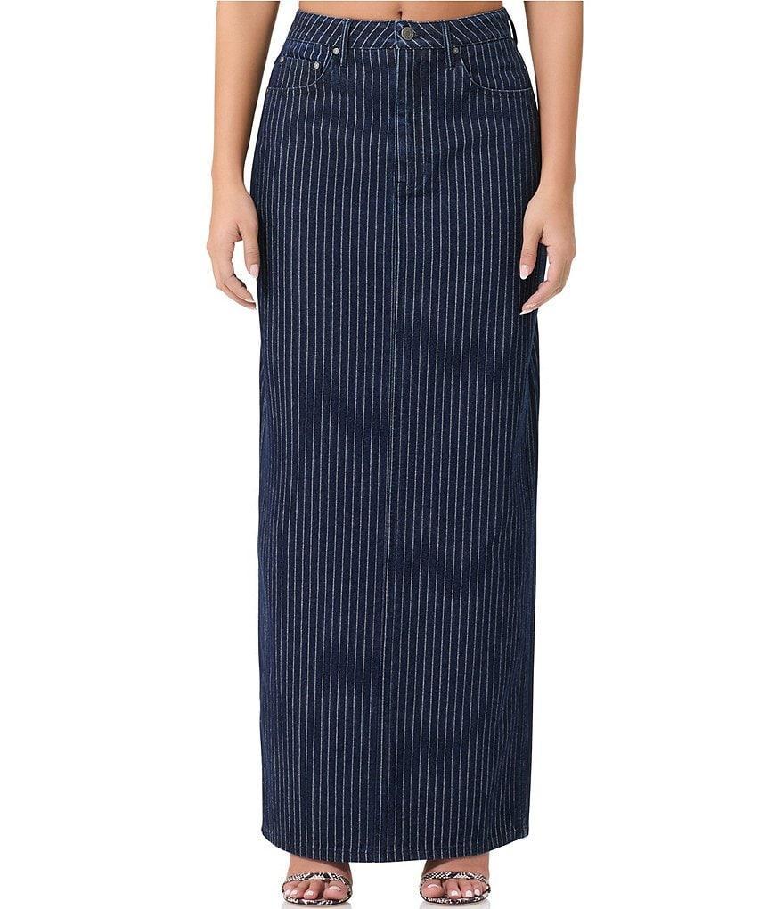 AFRM Coordinating Amiri Denim Jacquard Pinstripe Maxi Pencil Skirt product image