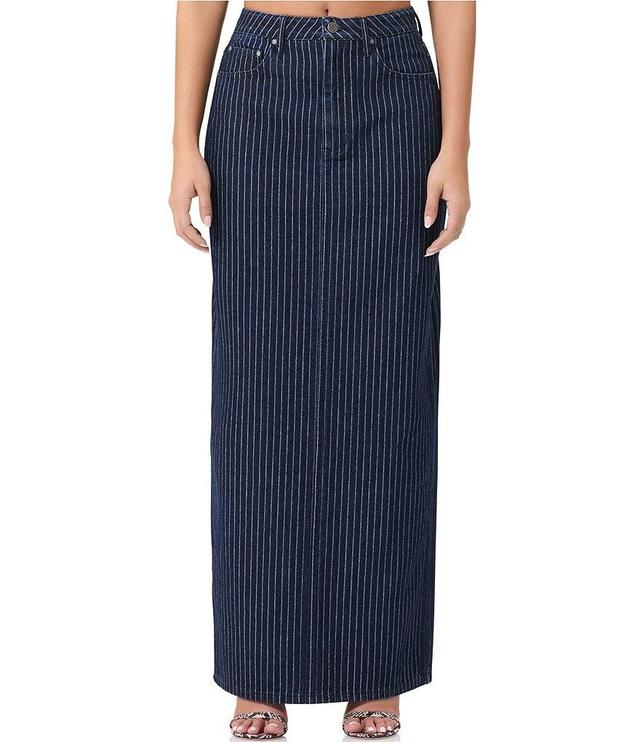 AFRM Coordinating Amiri Denim Jacquard Pinstripe Maxi Pencil Skirt Product Image