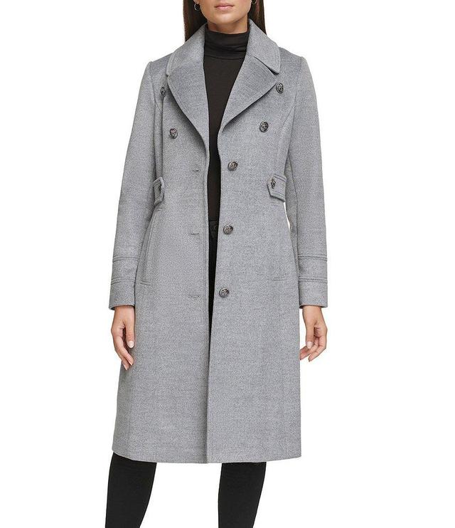 Kenneth Cole New York Military Wool Notch Collar Long Sleeve Button Front Coat Product Image