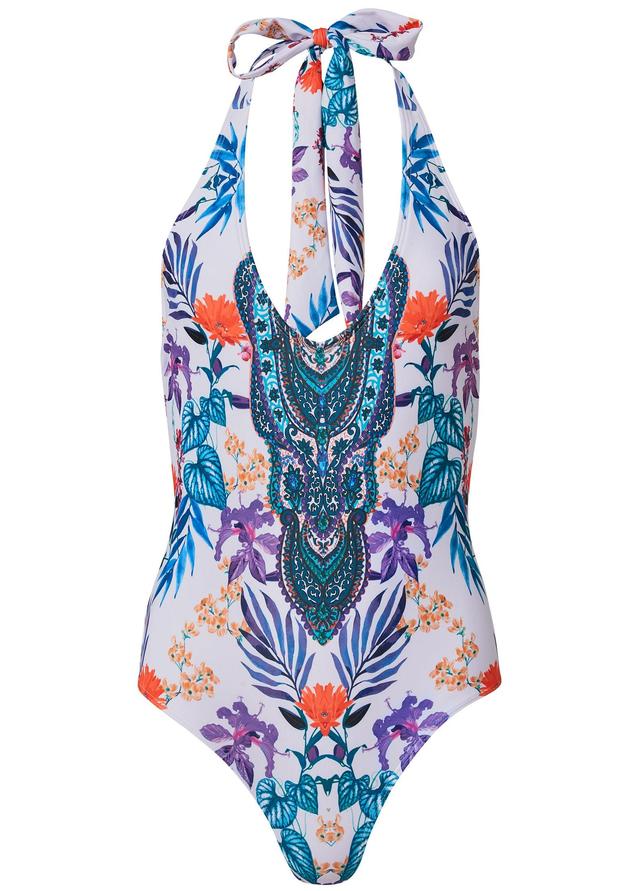 Blanc V Neck One-Piece - Floral Fancy Product Image