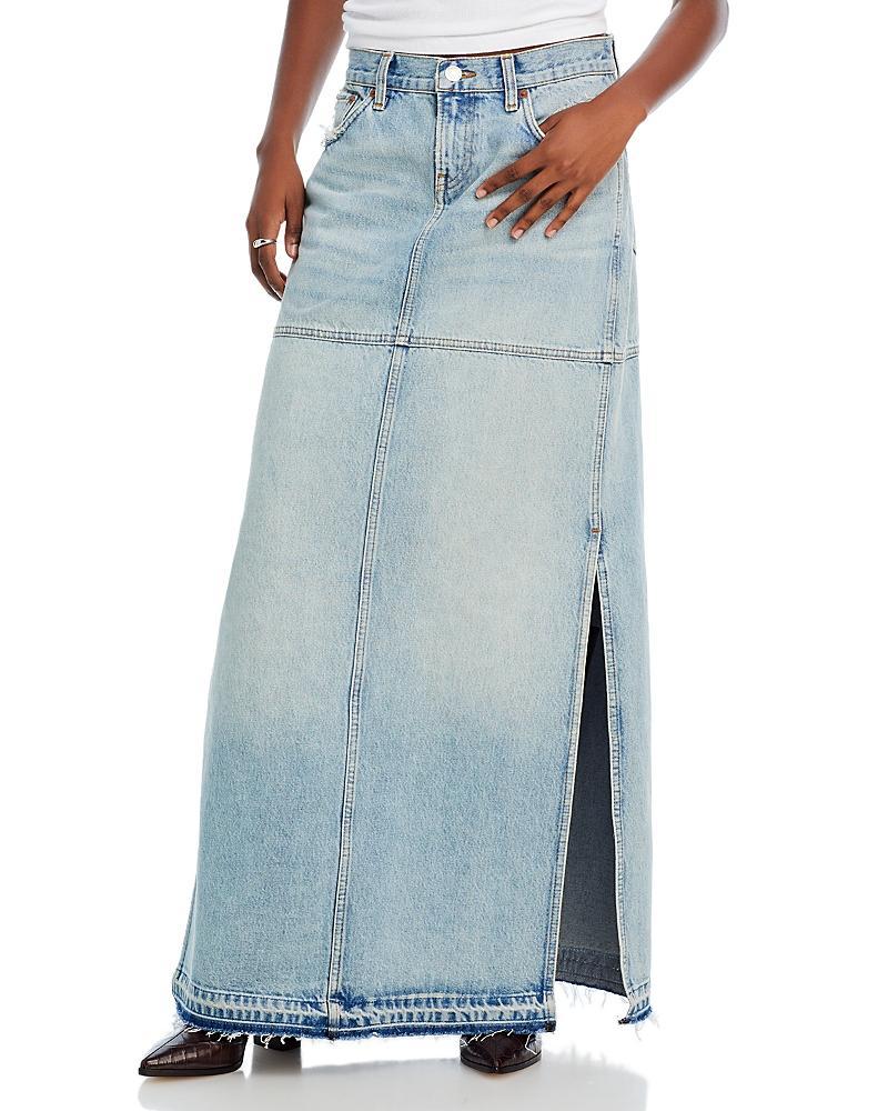 Re/Done Mid Rise Split Denim Maxi Skirt Product Image