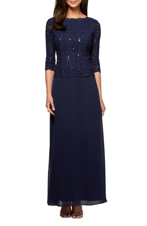 Alex Evenings Sequin Lace & Chiffon Gown Product Image