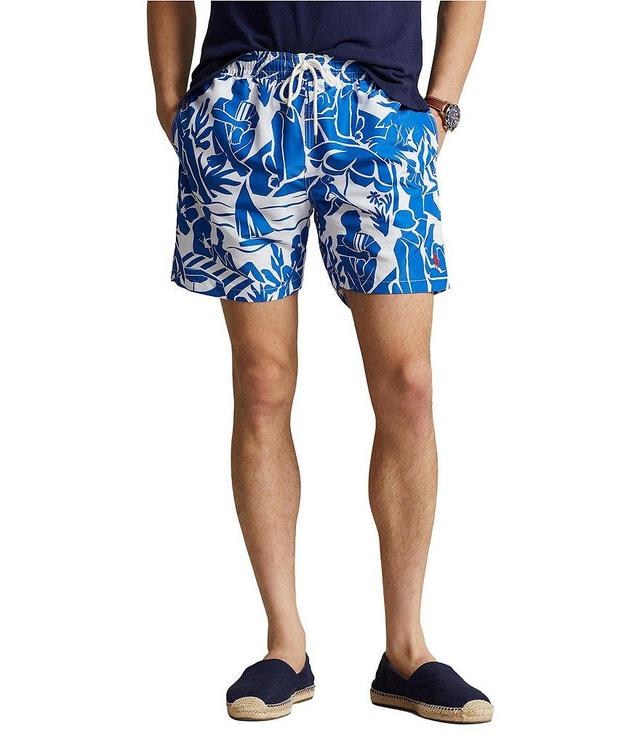 Polo Ralph Lauren Traveler Classic Fit Abstract Motif 5.75#double; Inseam Swim Trunks Product Image