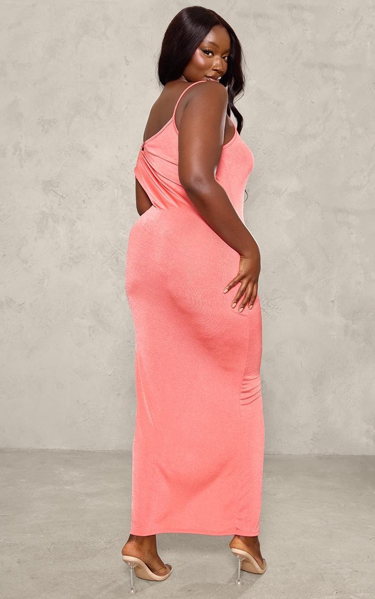 Plus Coral Slinky Maxi Dress Product Image