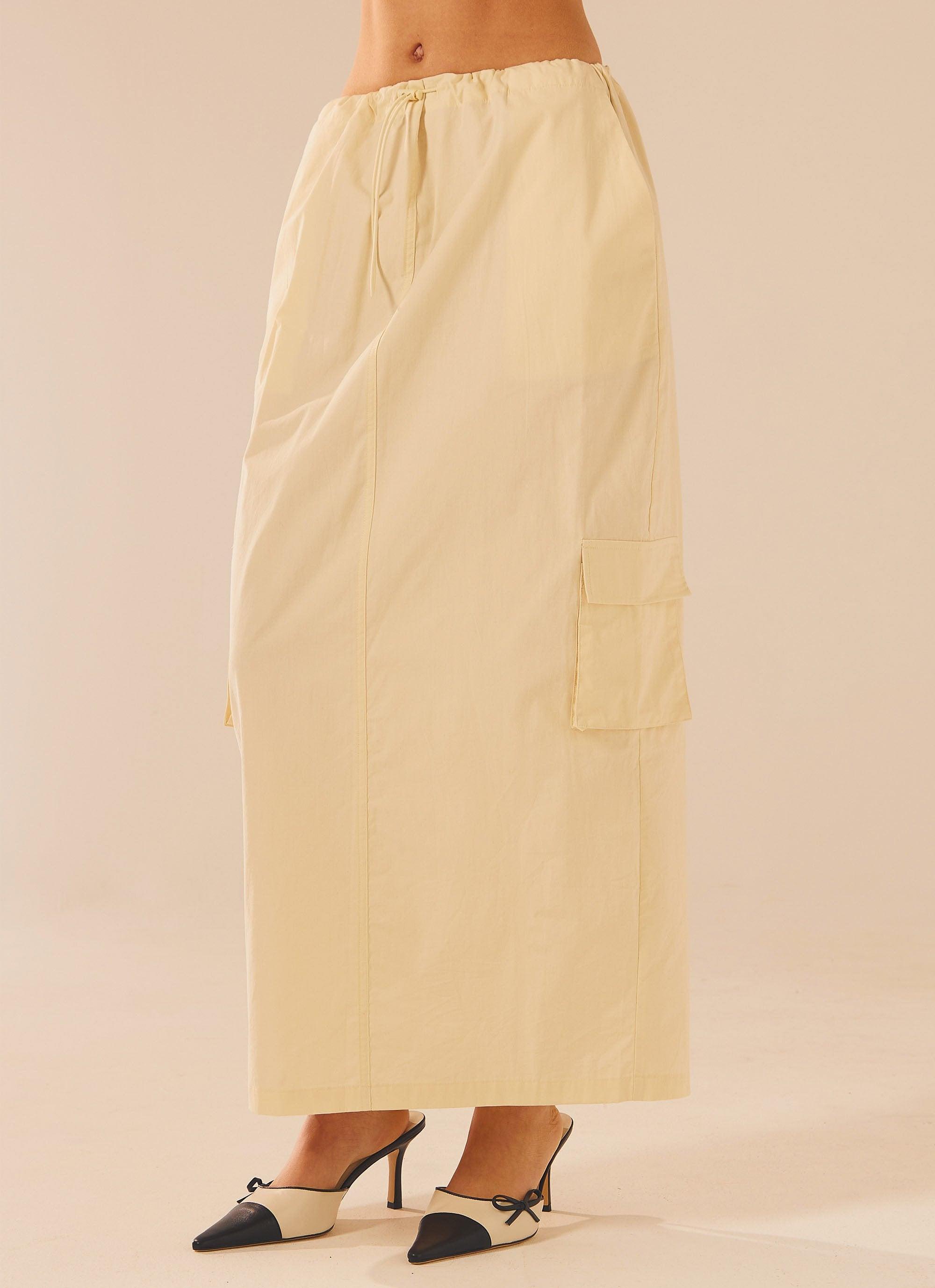 Curveball Cargo Midi Skirt - Beige Product Image