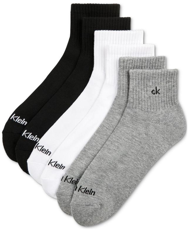 Calvin Klein Athleisure Mens Solid Cushion Quarter Socks, Six Pairs Product Image