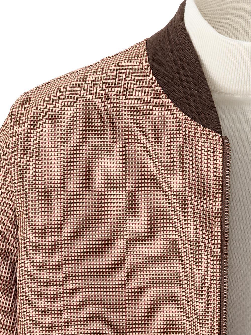 Microfiber Check Baseball Jacket - Burgundy/tan Product Image