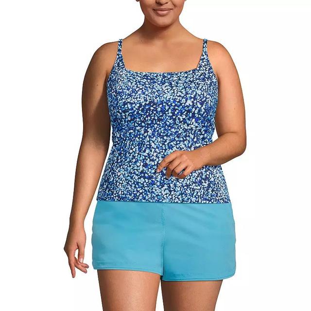 Plus Size Lands End Chlorine Resistant Square Neck Tankini Swimsuit Top, Womens Product Image