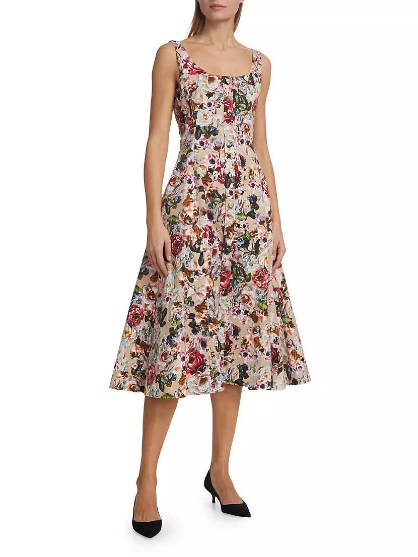 Button-Front Floral Dress Product Image