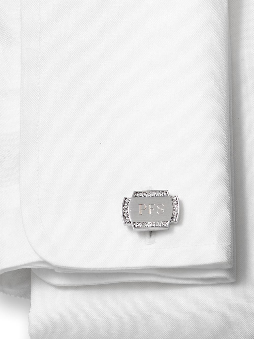 Crystal Border Engravable Cufflinks - Gold Product Image