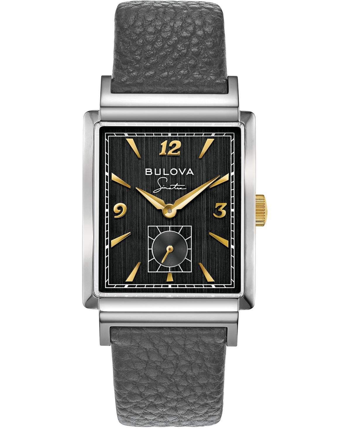 Men's Bulova Frank Sinatra 'My Way' Collection Strap Watch with Rectangular Black Dial (Model: 98A261) Product Image