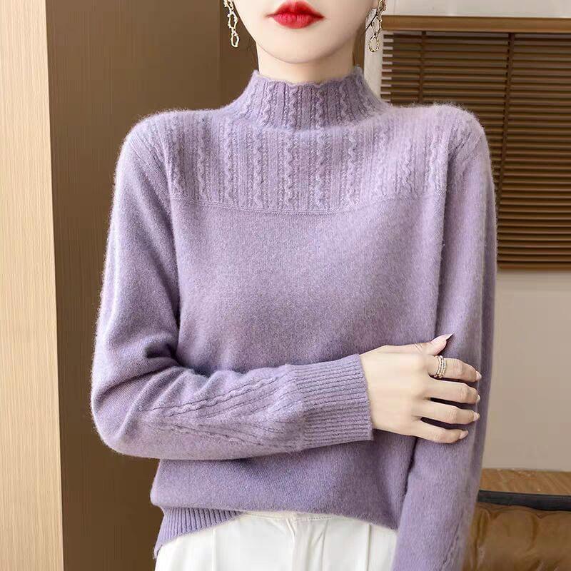 Mock Neck Plain Sweater Product Image