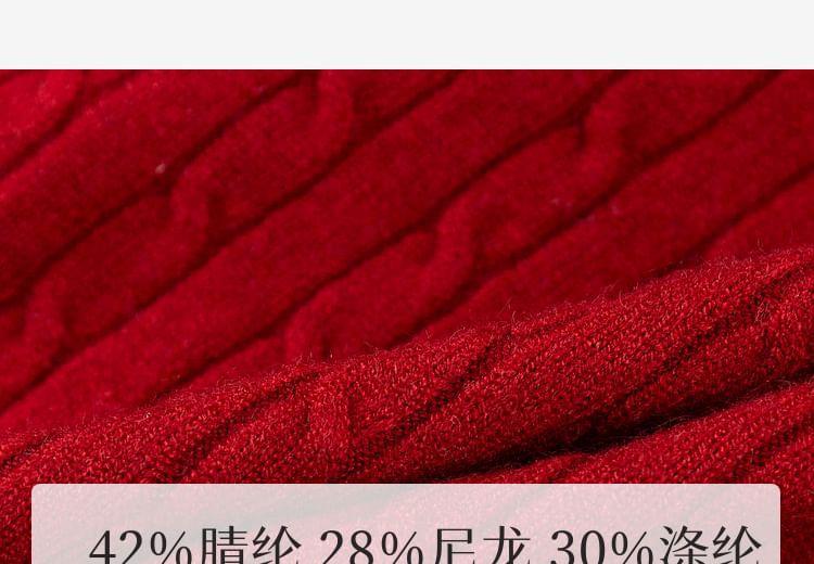 Crewneck Cable Knit Button-Up Cardigan Product Image