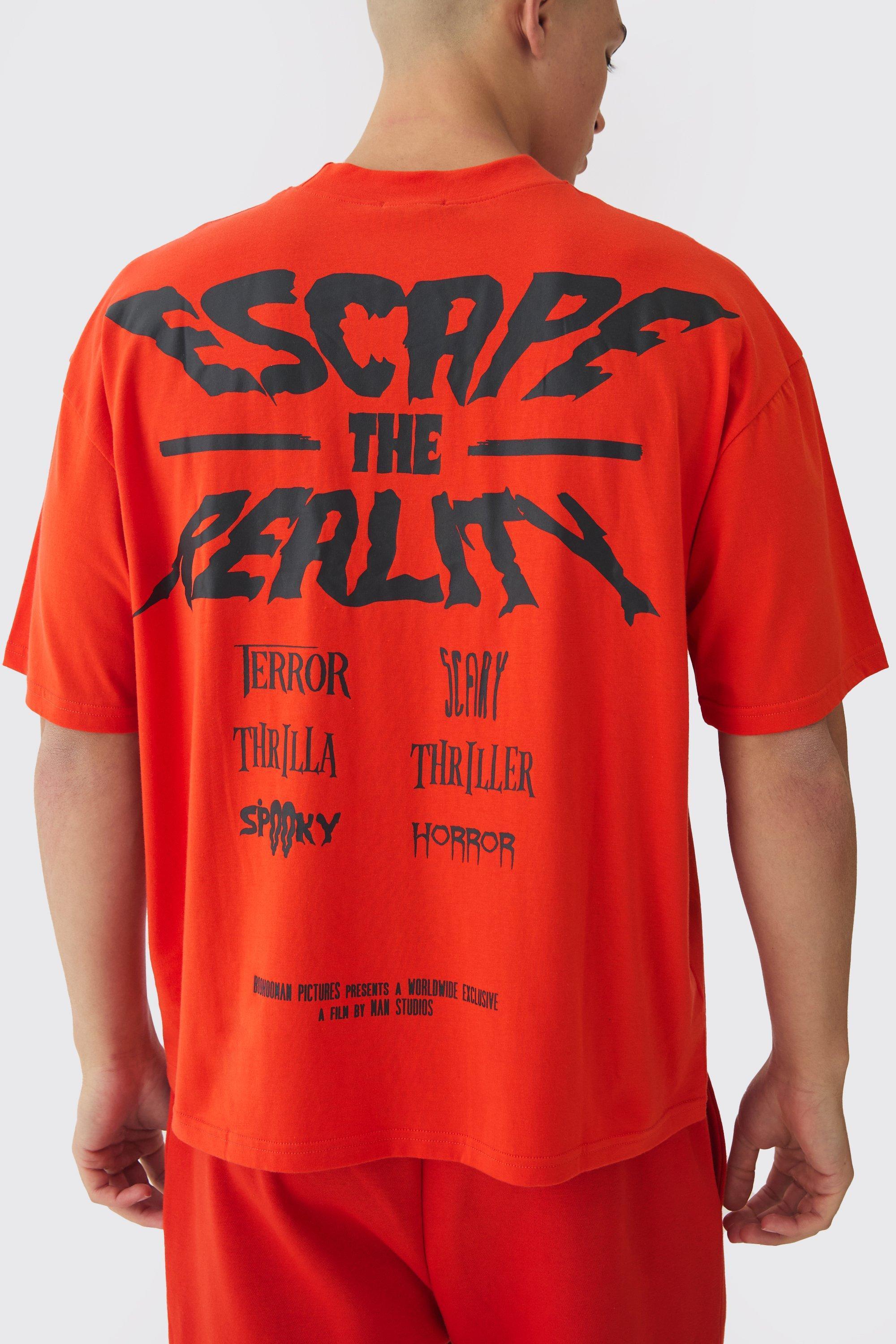 Oversized Extended Neck Boxy Escape The Reality Print T-Shirt | boohooMAN USA Product Image