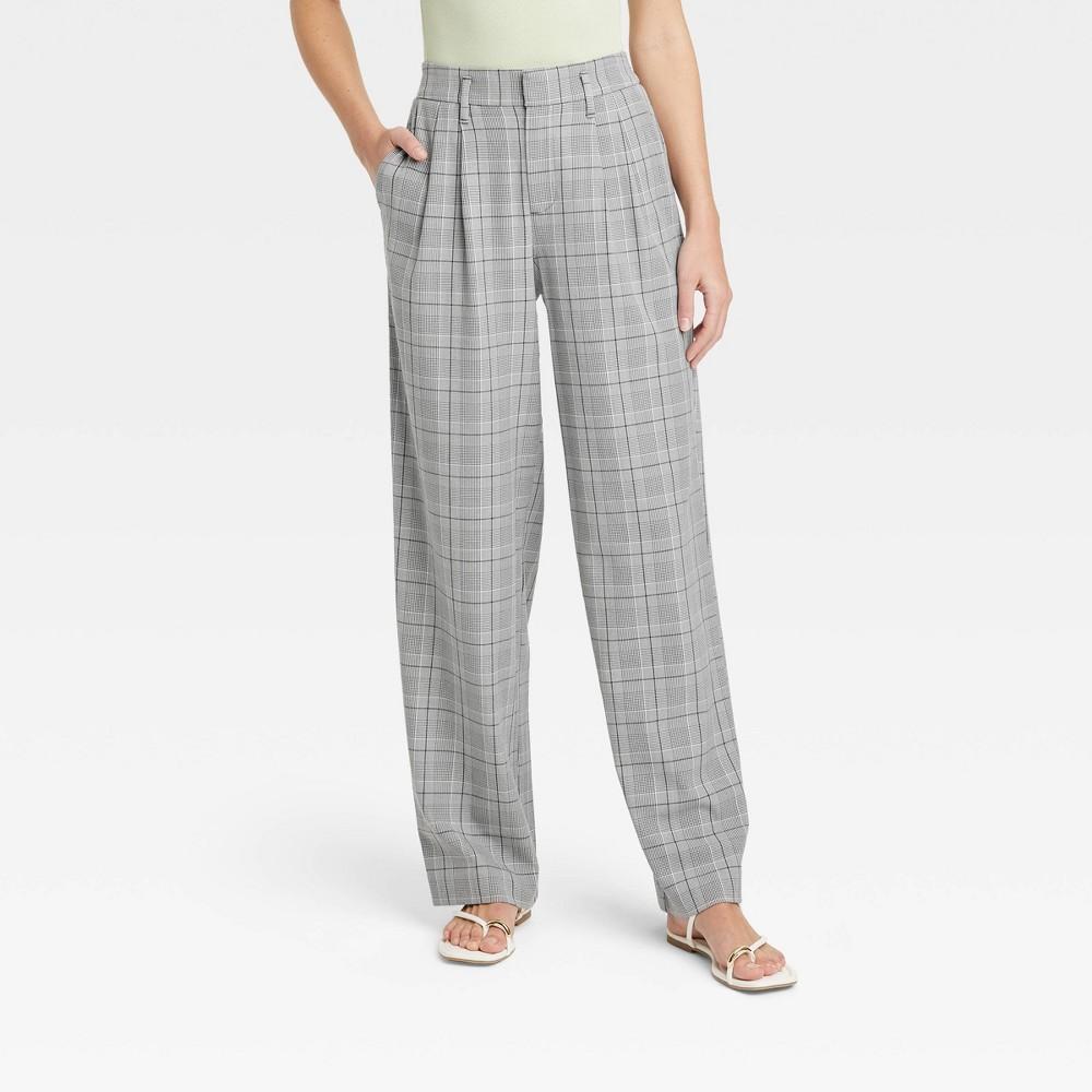 Womens High-Rise Straight Trousers - A New Day Plaid 12 Product Image