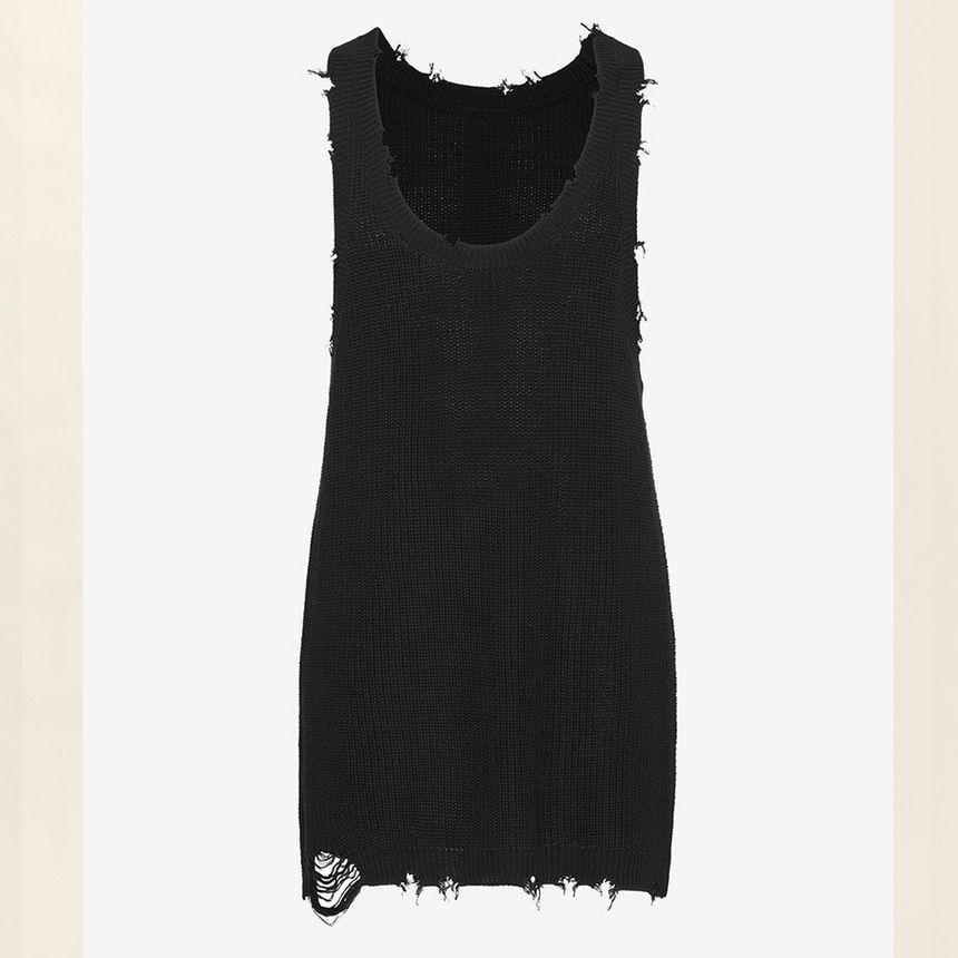 U-Neck Distressed Tank Top Product Image