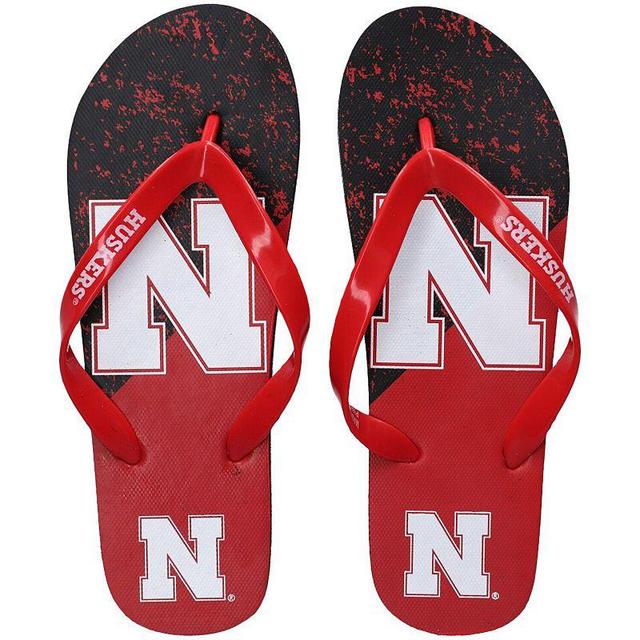 FOCO Nebraska Huskers Big Logo Flip-Flops, Womens Product Image