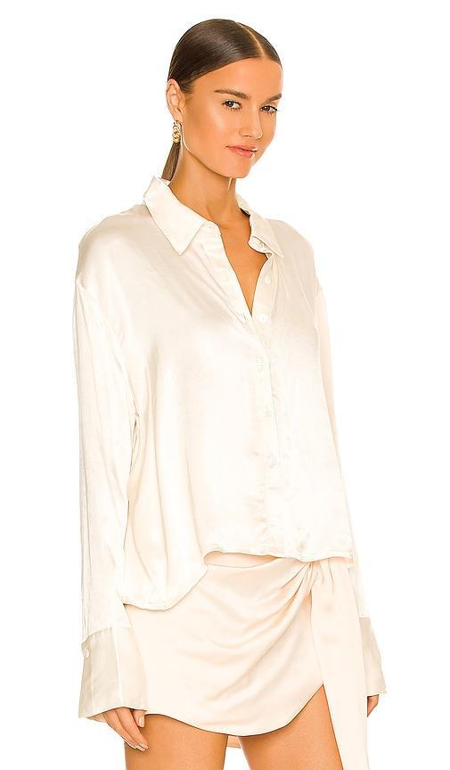 SNDYS Rising Satin Shirt in Cream. - size S (also in L, M, XL, XS) Product Image