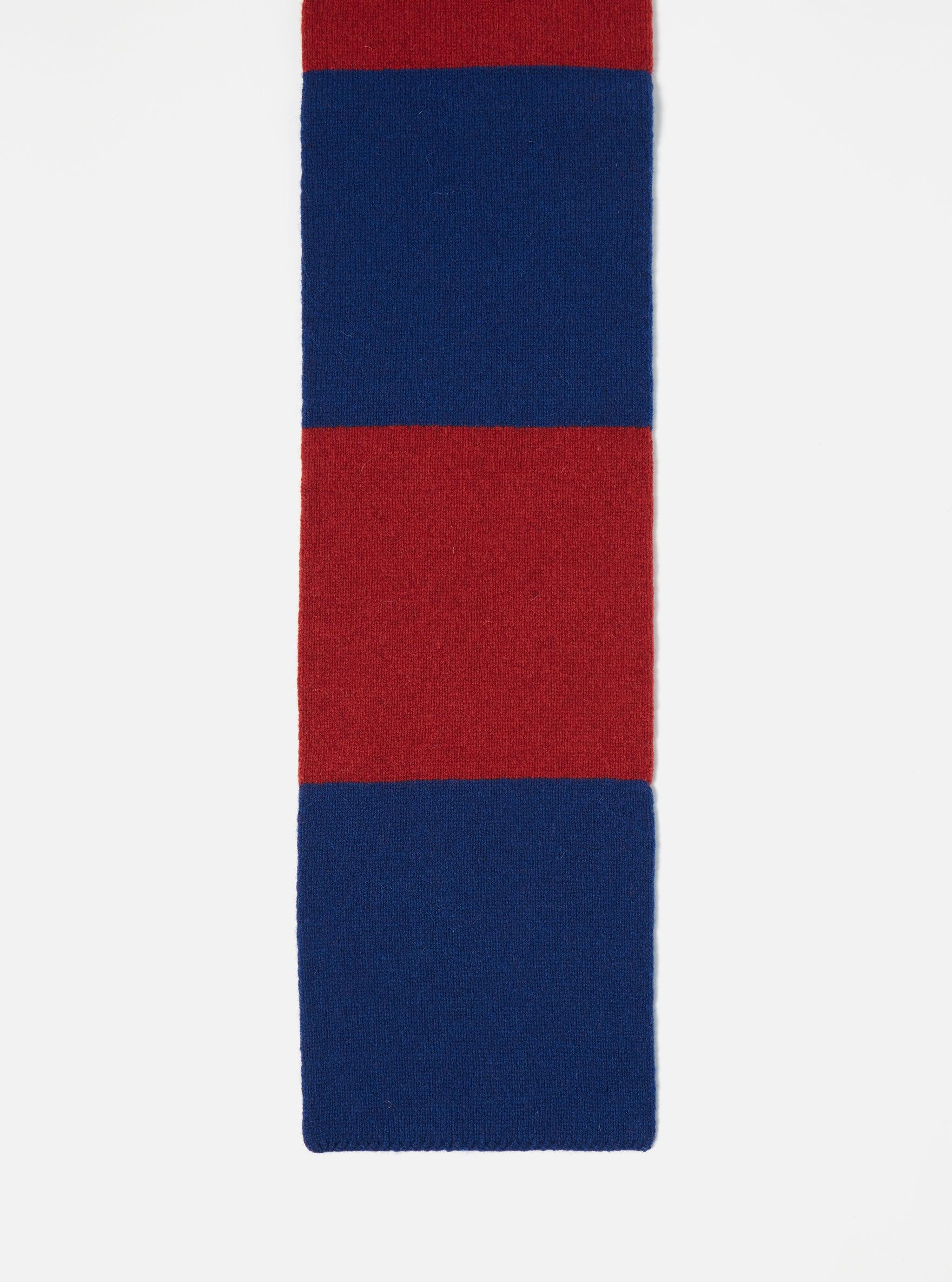 Universal Works Deluxe Football Scarf in Red/Blue Soft Wool Product Image