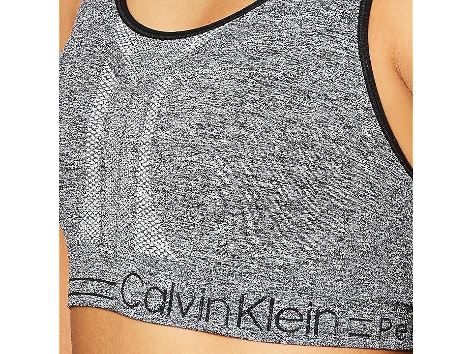 Calvin Klein Women's Premium Performance Moisture Wicking Medium Impact Sports Bra (Heather Grey Black) Women's Bra Product Image