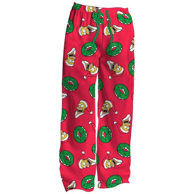 Mens Simpsons Fleece Pajama Pants - Red Product Image