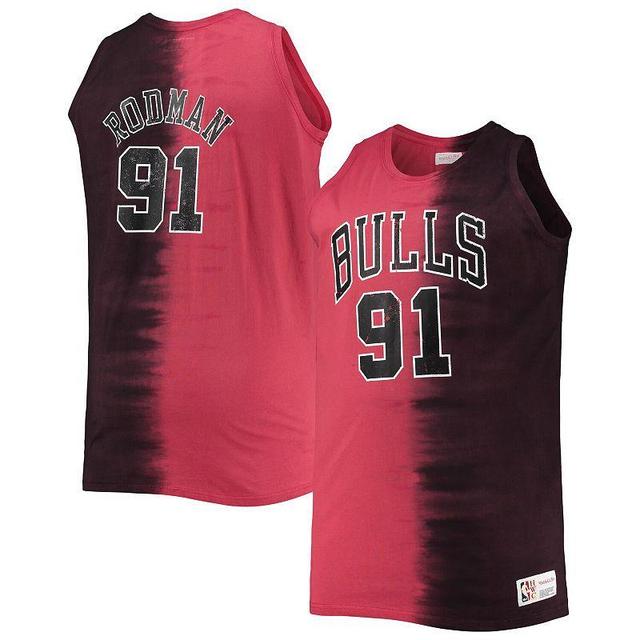 Mens Mitchell & Ness Dennis Rodman /Red Chicago Bulls Profile Tie-Dye Player Tank Top Product Image