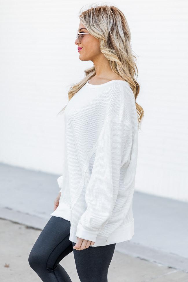 Give In To You Ivory Boatneck Waffle Knit Oversized Pullover FINAL SALE Product Image