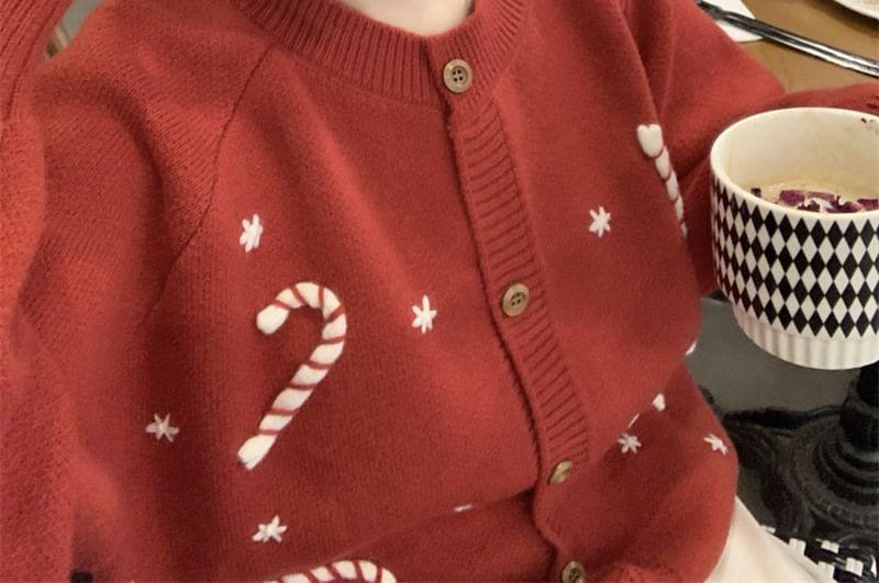 Round Neck X'Mas Oversized Cardigan Product Image