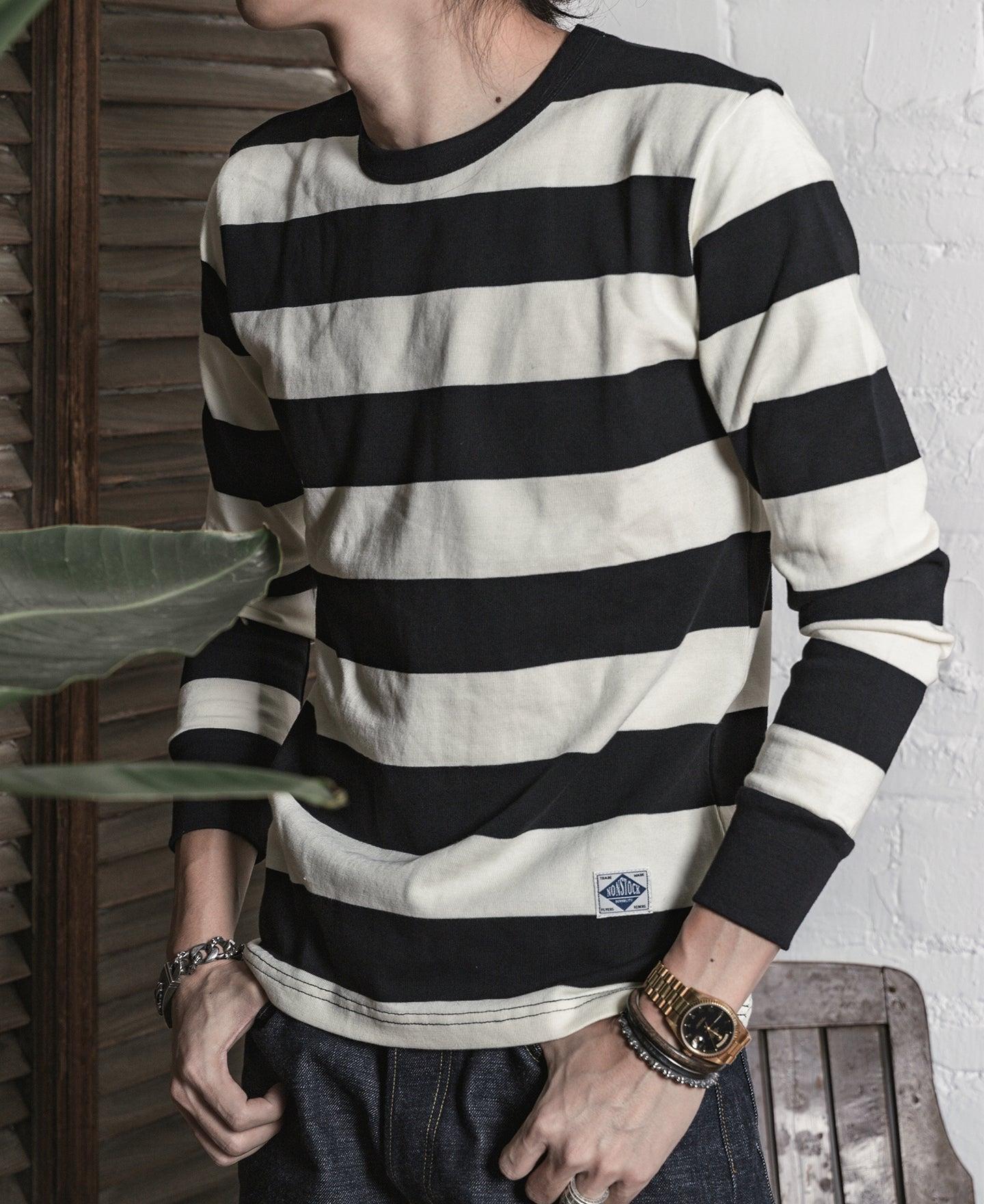 9 oz Wide Striped Long Sleeve T-Shirt Product Image