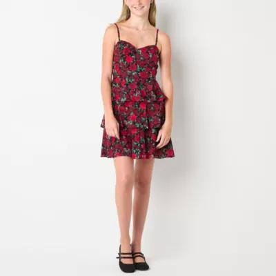 by&by Womens Sleeveless Floral Fit + Flare Dress Juniors product image