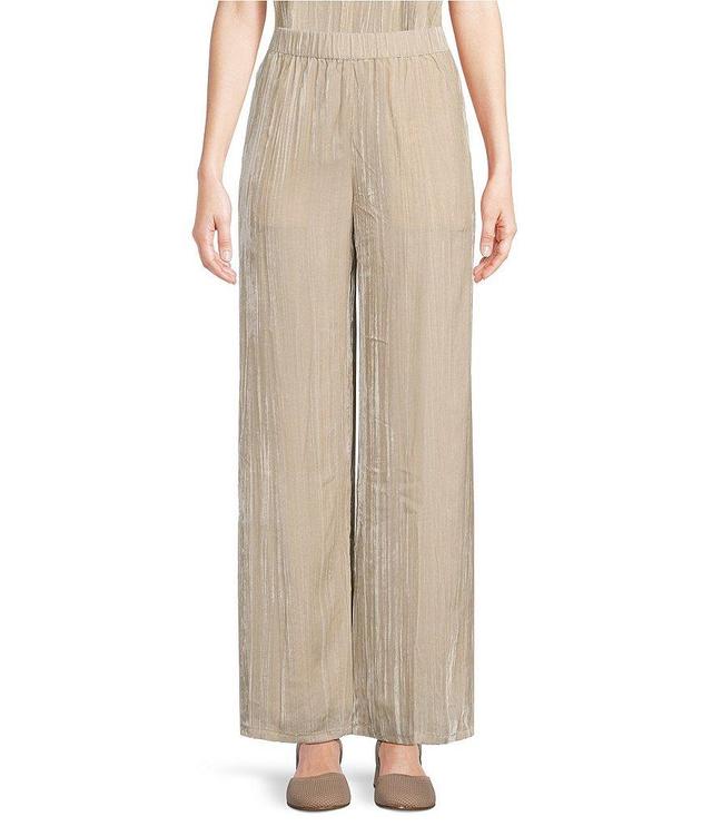 Eileen Fisher Shimmering Velvet Crushed Texture Wide-Leg Pull-On Coordinating Pants Product Image