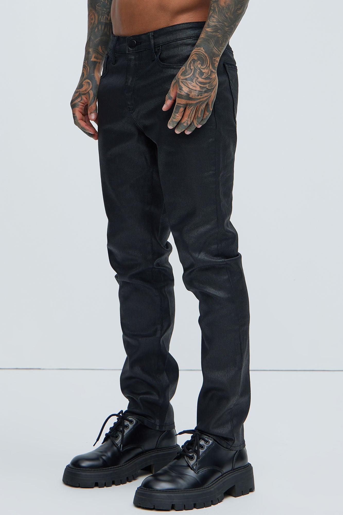 Not Like Others Waxed Slim Taper Jean - Black Product Image