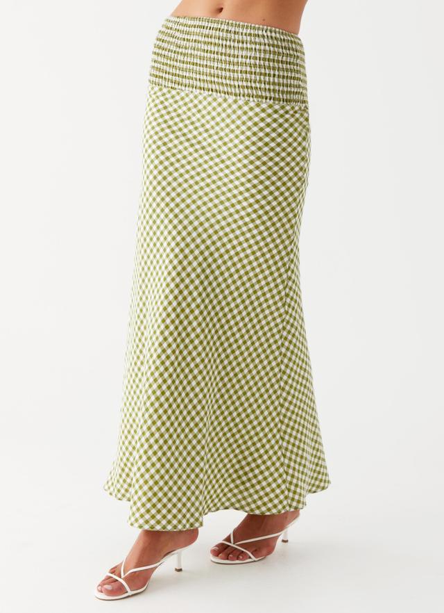 Leilani Maxi Skirt - Khaki Gingham Product Image