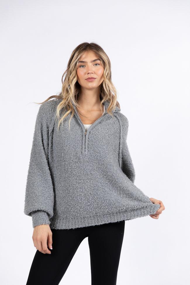 Signature Move Grey Fuzzy Quarter Zip Pullover FINAL SALE product image