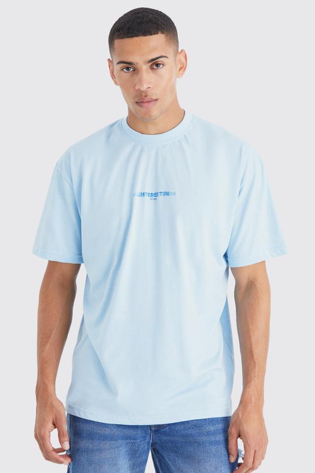 Mens Blue Oversized Limited Edition Heavyweight T-shirt, Blue Product Image