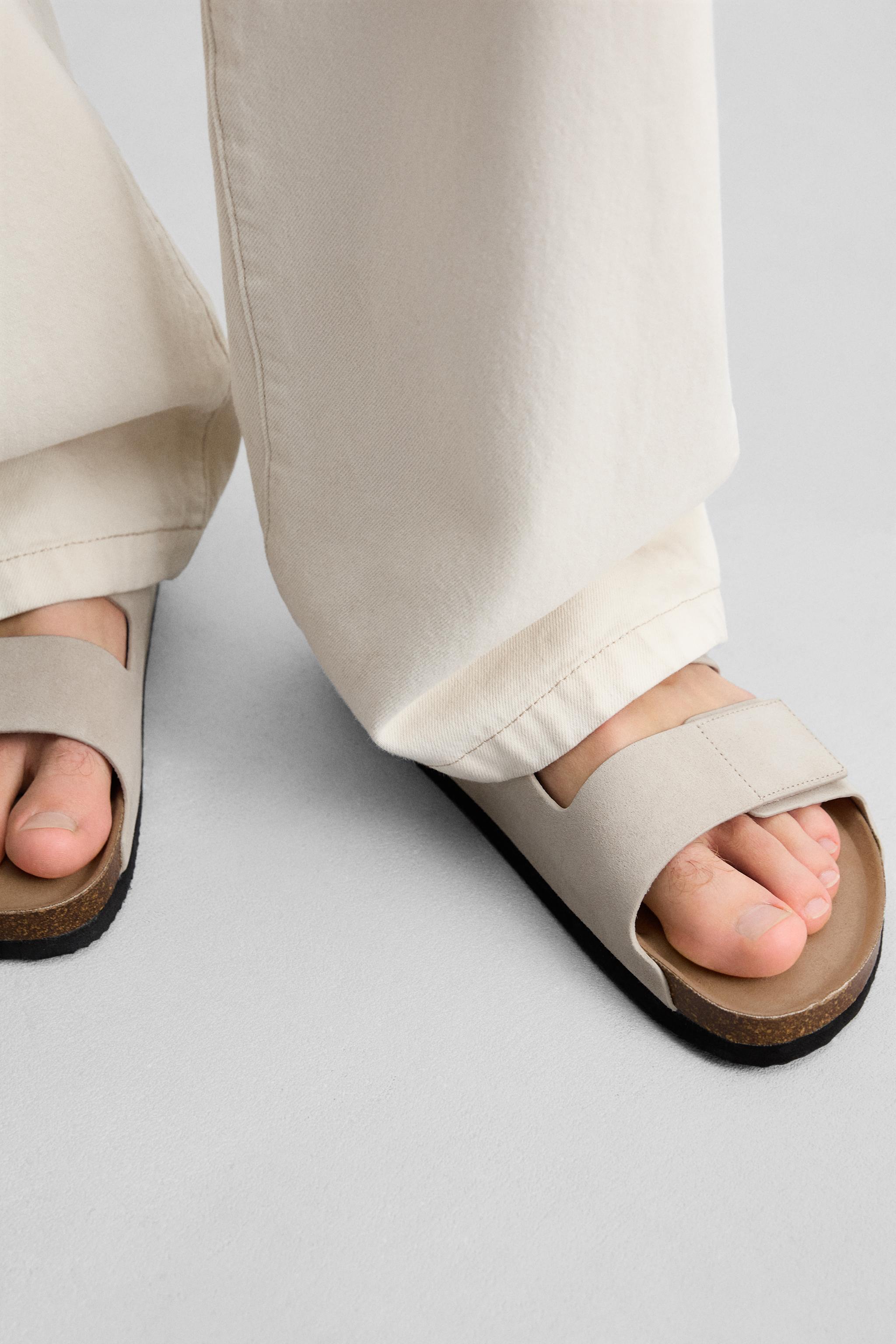 DOUBLE STRAP LEATHER SANDALS Product Image