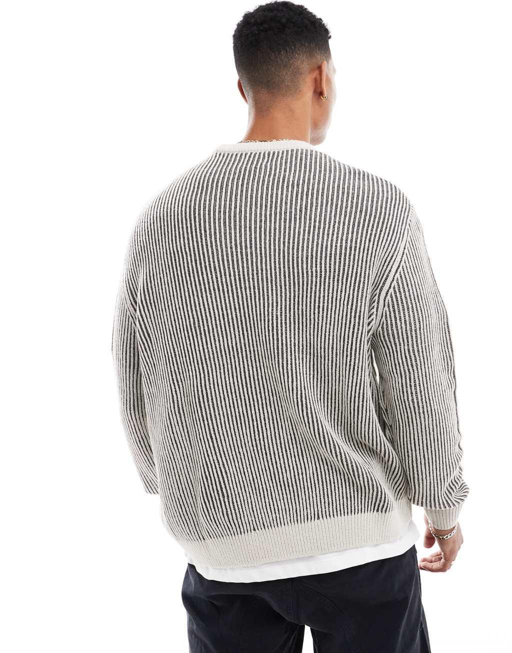 ASOS DESIGN relaxed knit plated ribbed sweater in gray Product Image