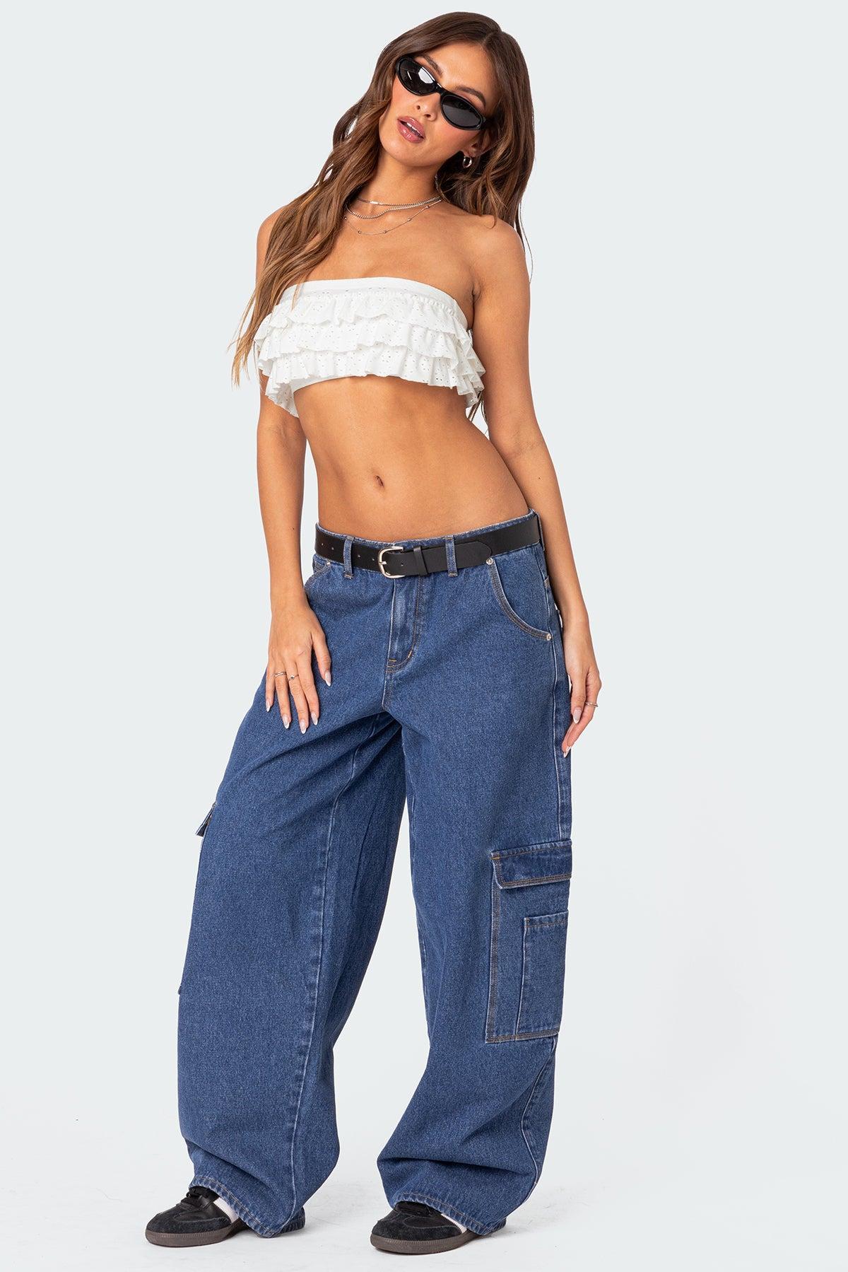 Super Oversized Belted Boyfriend Jeans Product Image