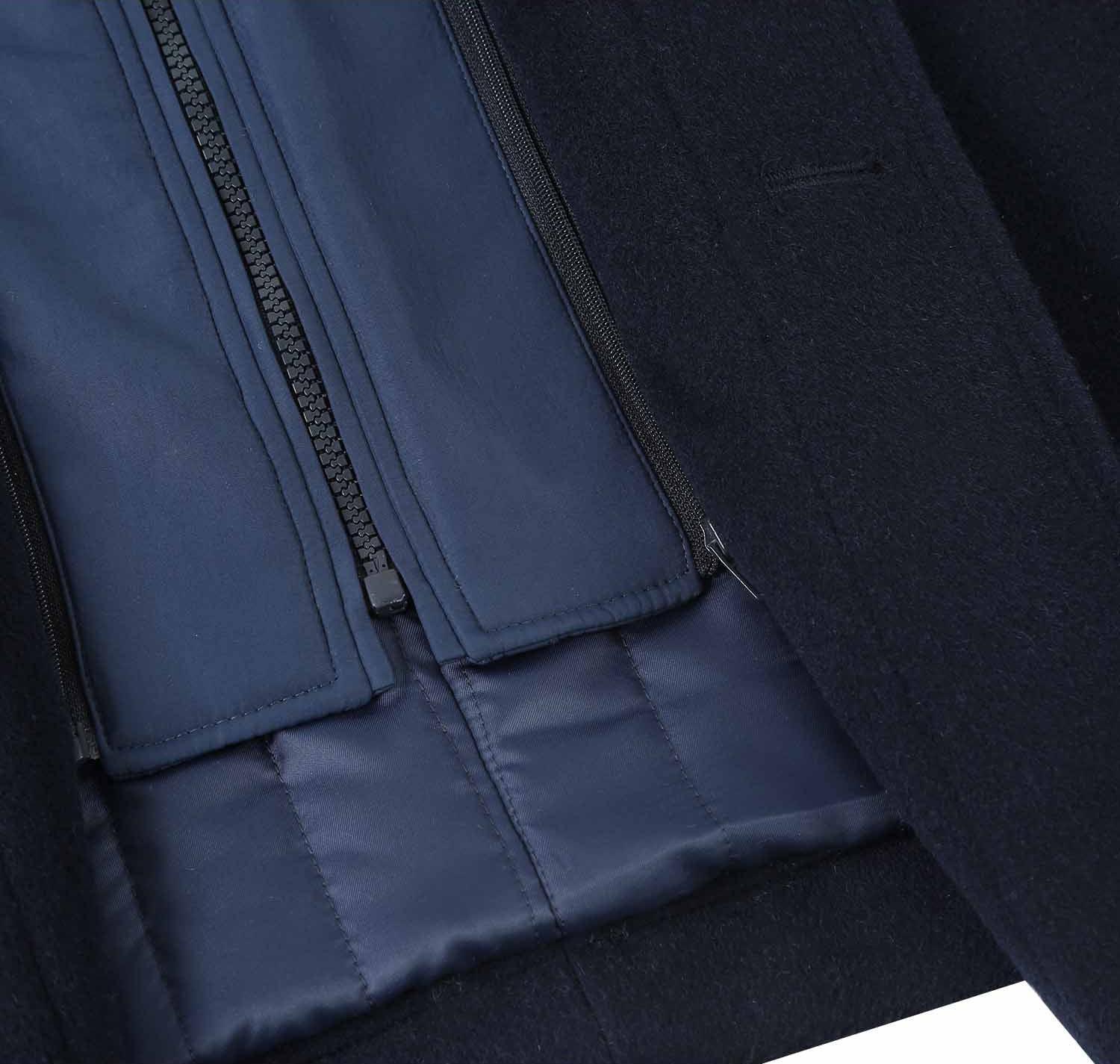 English Laundry Navy Slim Fit Wool Blend Short Coat with Detachable Full Zipper Product Image