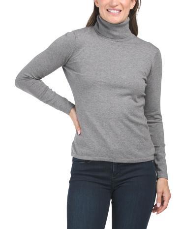 Pima Cotton Blend Long Sleeve Turtleneck Sweater for Women Product Image