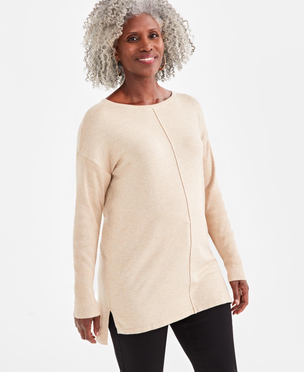 Style & Co Womens Seam-Front Boat-Neck Tunic Sweater, Created for Macys Product Image