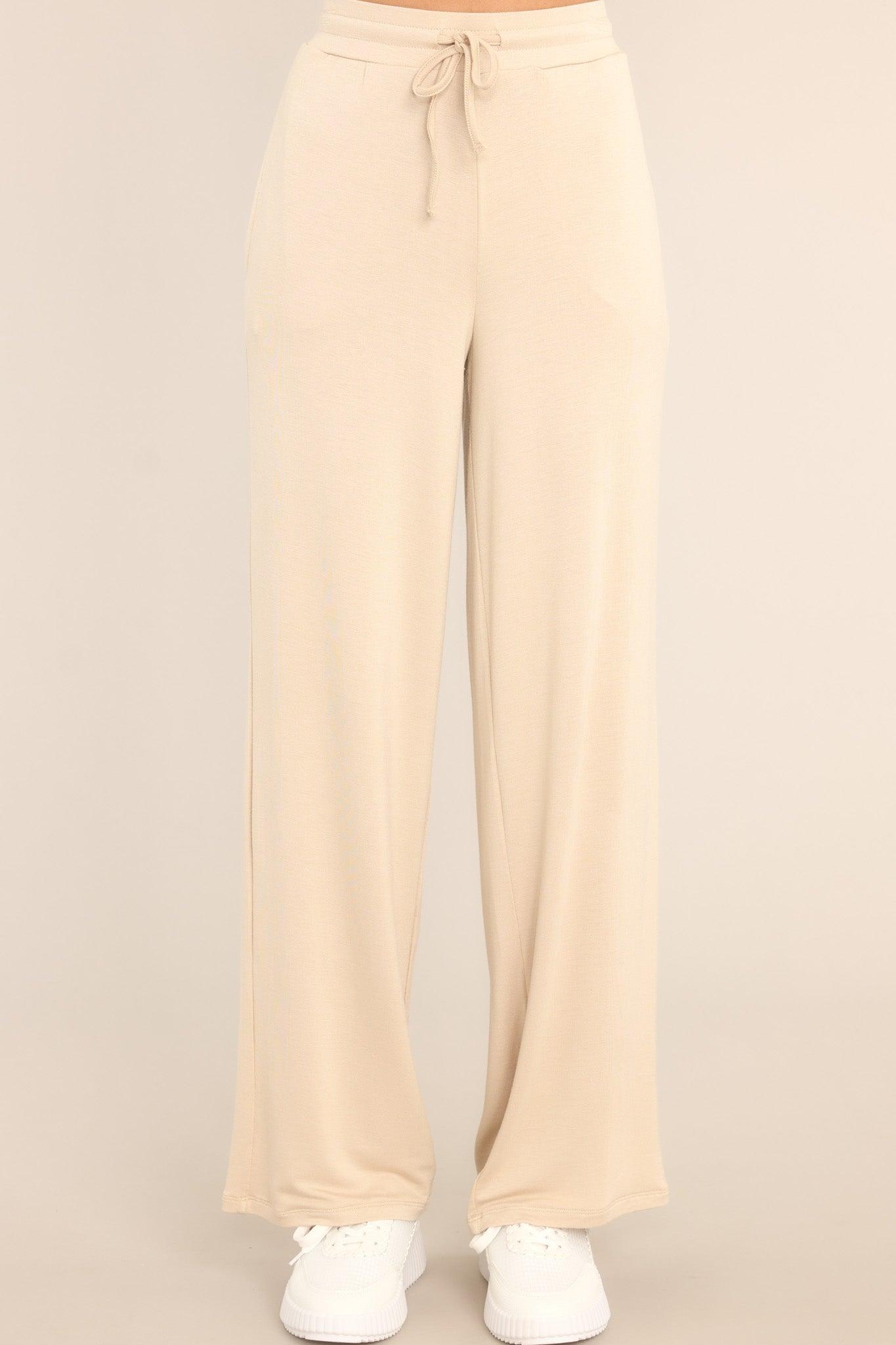 With Ease Natural Beige Wide Leg Pants Tan Product Image